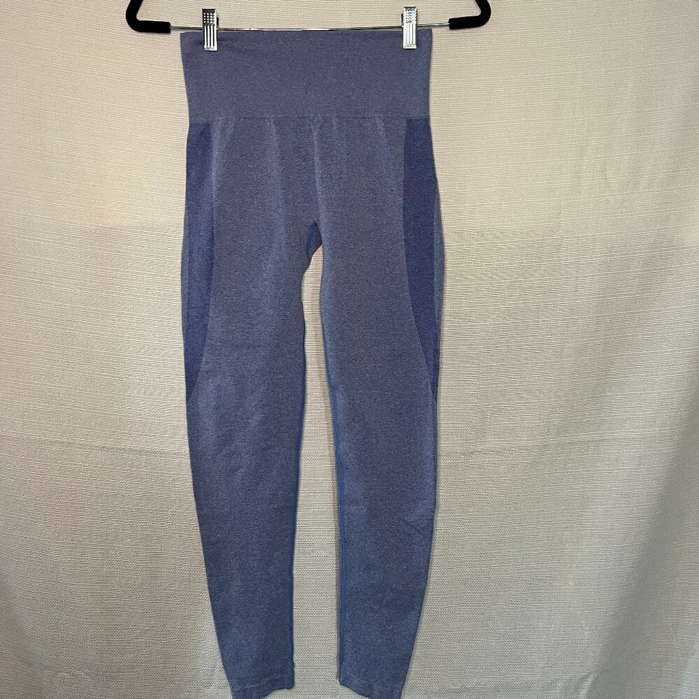 Super Cute Booty Control Leggings full length workout tight Blue Small - 0244